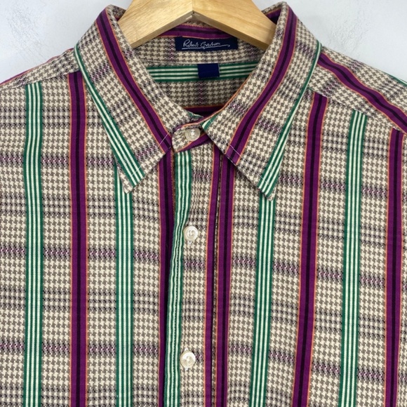 Robert Graham Flip Cuff Shirt XL Long Sleeve Button Down Plaid Multicolor VTG - Picture 2 of 11